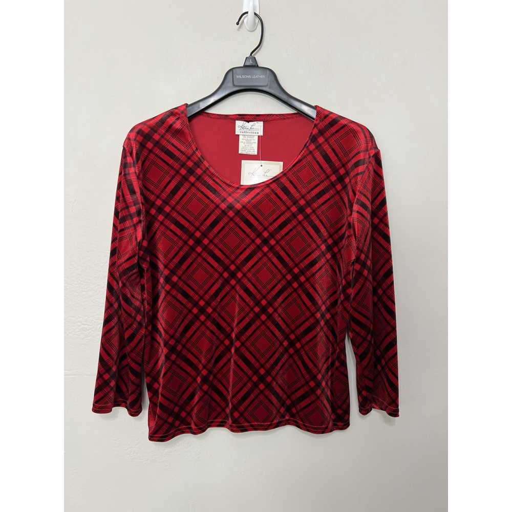Vintage Red & Black Velvet Plaid Punk‎ Gothic Fairy Grunge Romantic Vampire L